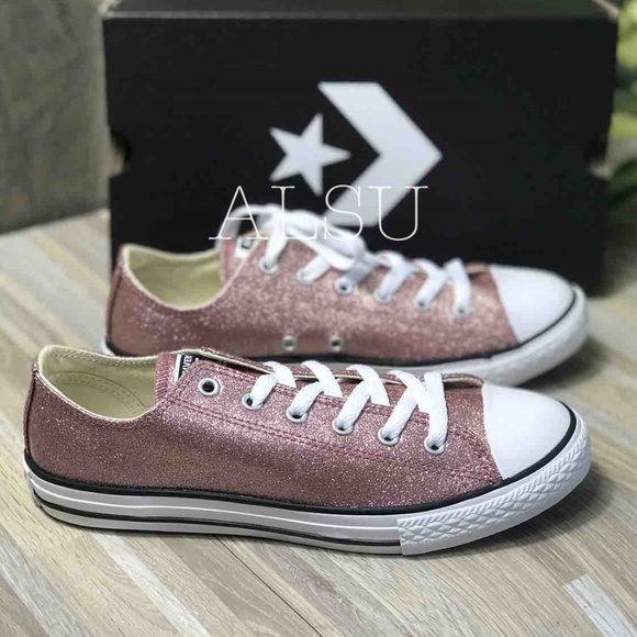 Nwt Converse Ctas Ox Glitter Rose Gold 